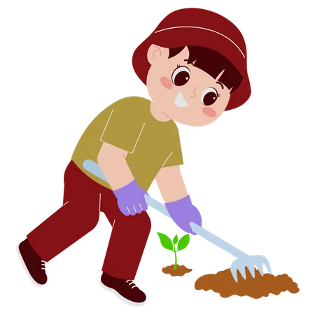 Kid Planting Tree  Illustration
