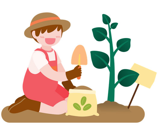 Kid planting tree Illustration