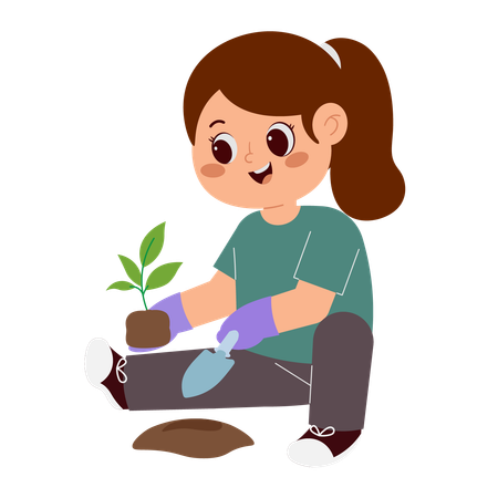 Kid Planting Tree  Illustration