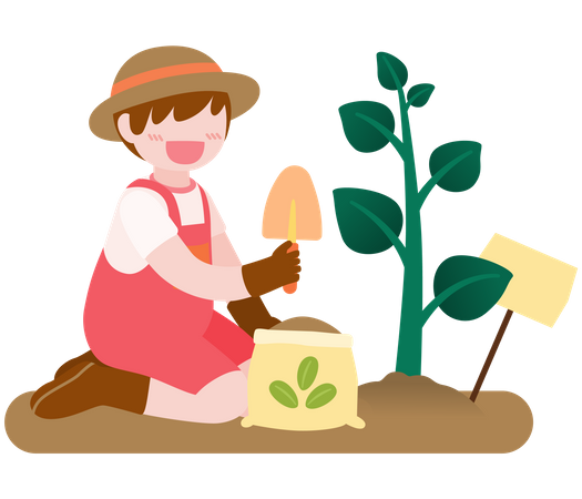 Kid planting tree  Illustration