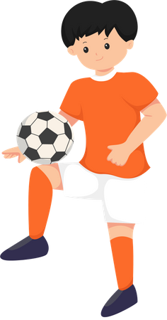 Kid Playing Football Illustration