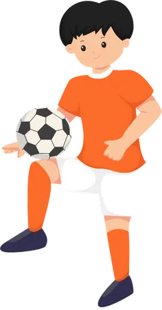 Kid Playing Football Illustration