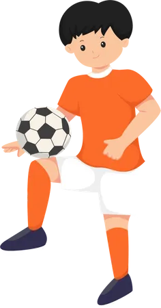 Kid Playing Football  Illustration