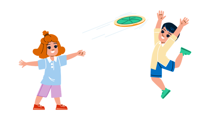 Kid playing frisbee  Illustration