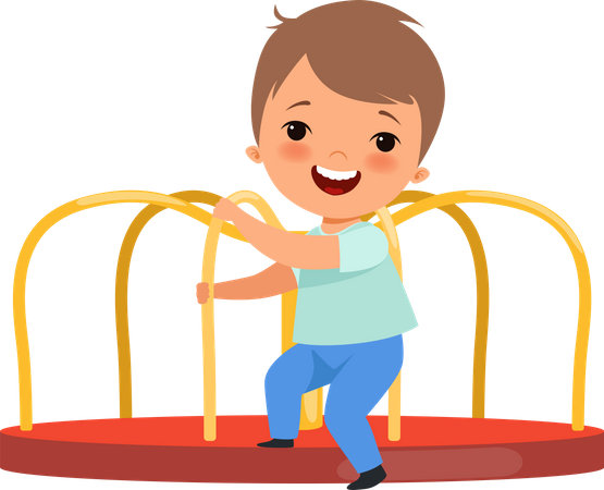 Kid playing in amusement park Illustration