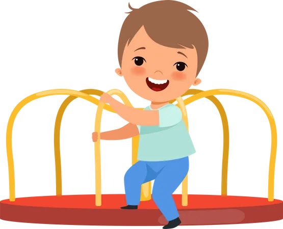 Kid playing in amusement park Illustration