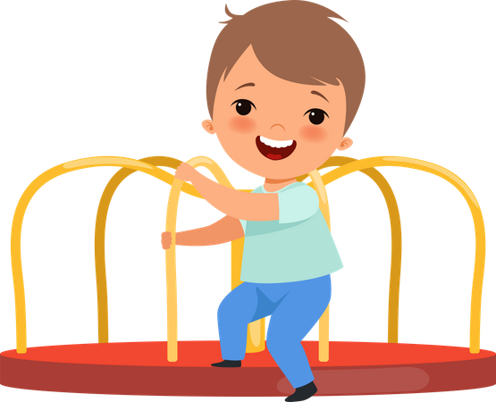 Kid playing in amusement park  Illustration