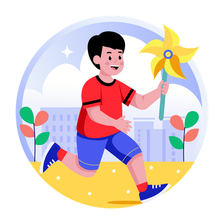Kid playing in park  Illustration