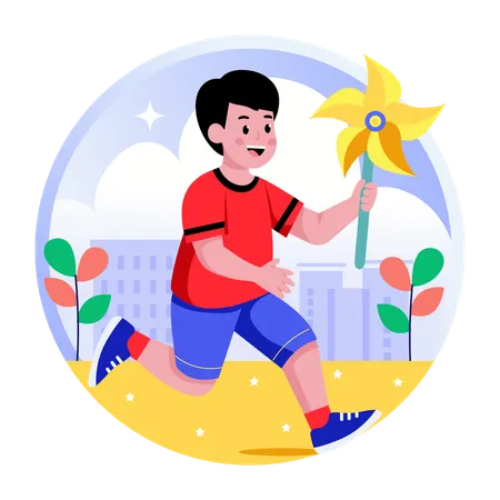 Kid playing in park  Illustration