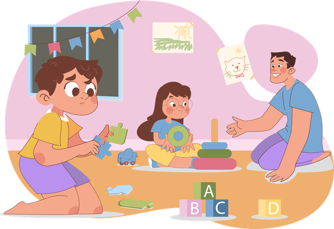 Kid Playing Puzzle toy  Illustration