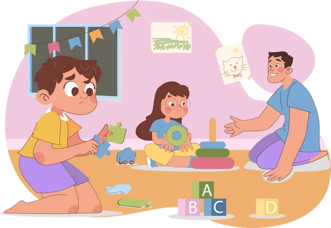 Kid Playing Puzzle toy  Illustration