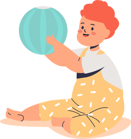 Kid playing with ball Illustration