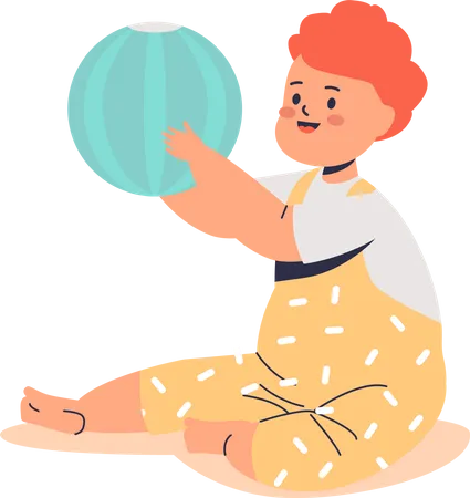 Kid playing with ball Illustration