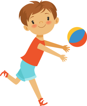 Kid playing with ball in park  Illustration