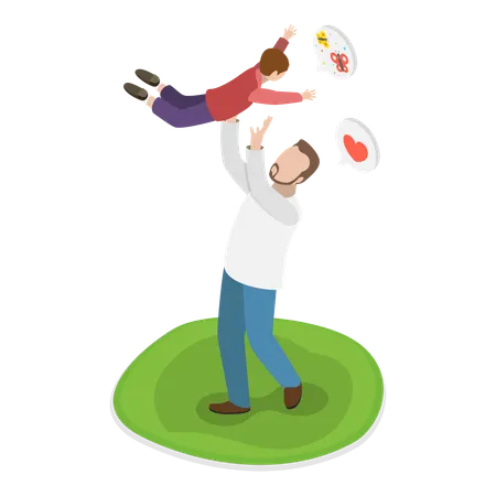 Kid Playing With Dad  Illustration
