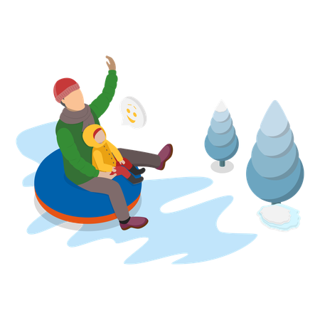 Kid Playing With Dad  Illustration
