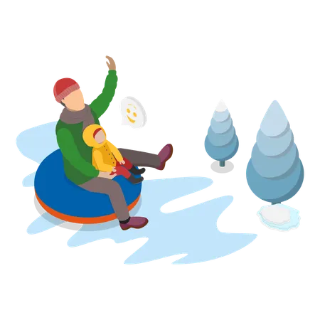Kid Playing With Dad  Illustration