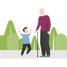 illustrations of son with grandpa
