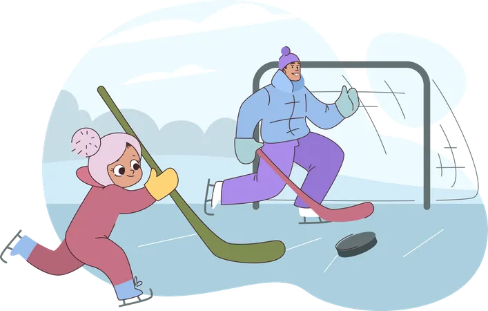 Kid playing with hockey  Illustration