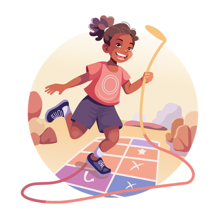 Kid Playing with rope  Illustration