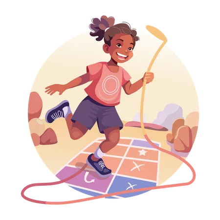 Kid Playing with rope  Illustration