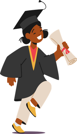Kid receive graduation diploma  イラスト