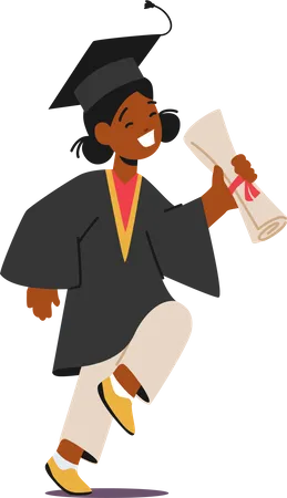 Kid receive graduation diploma  イラスト