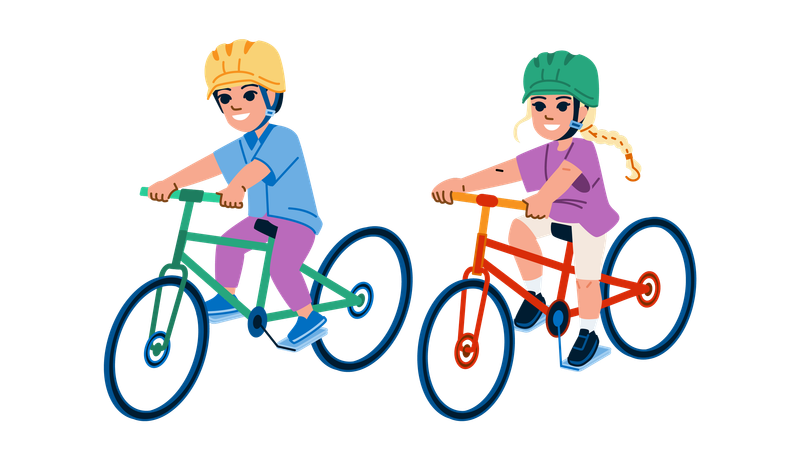 Kid riding bicycle in park  Illustration