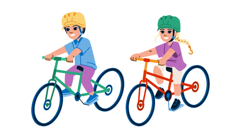 Bicycle Park Kid Vector Bike Happy Summer Activity Outdoor Lifestyle Childhood Leisure Person Children Bicycle Park Kid Character People Flat Cartoon Illustration Illustration