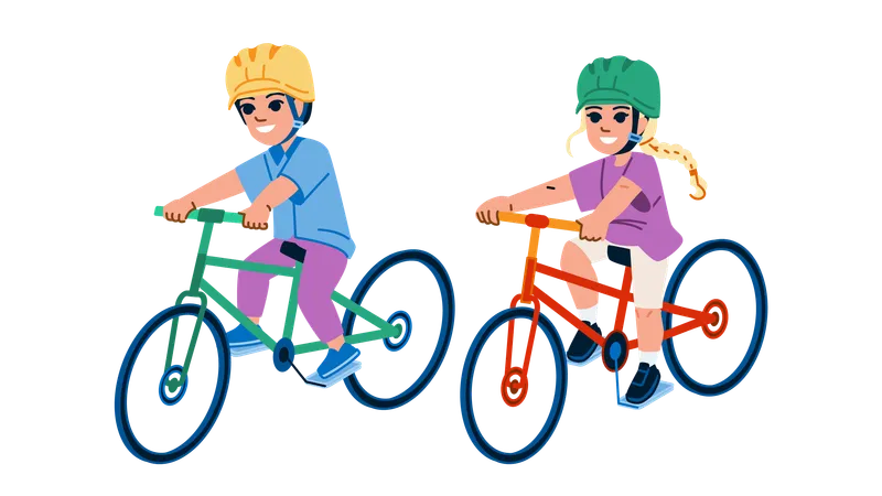 Kid riding bicycle in park  Illustration