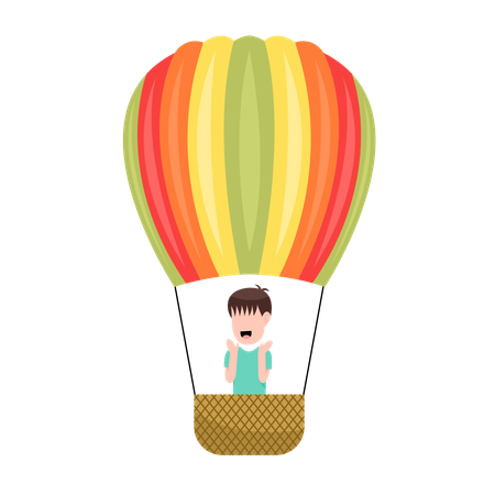 Kid Riding Hot Air Balloon  Illustration