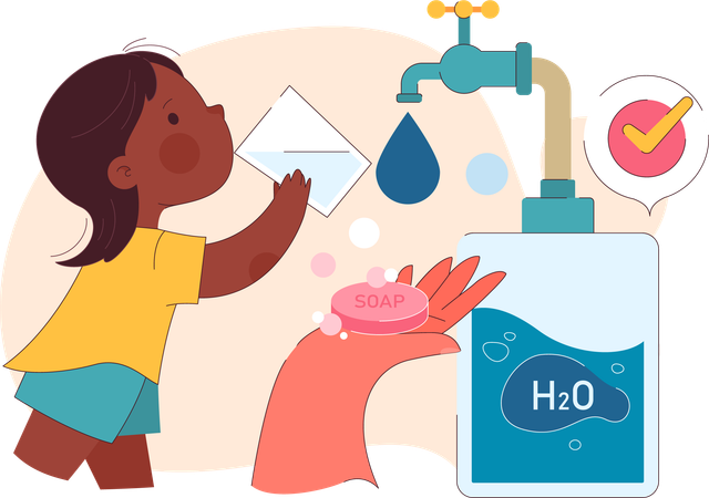 Kid saving water  Illustration