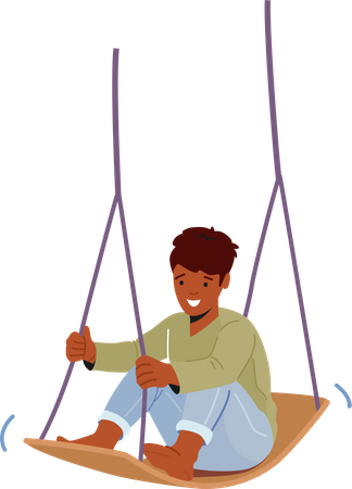 Kid Sitting on Swing Illustration