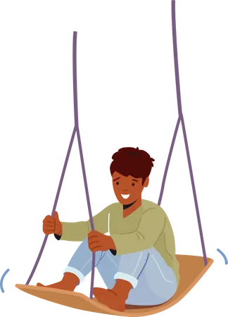 Kid Sitting on Swing Illustration