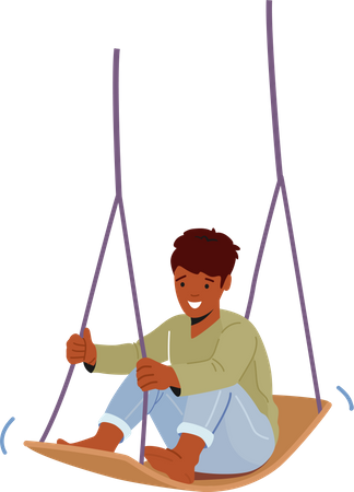 Kid Sitting on Swing  Illustration