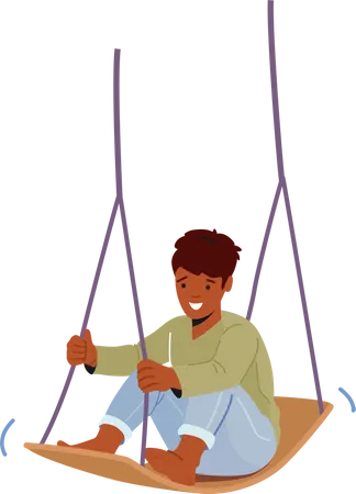 Kid Sitting on Swing  Illustration