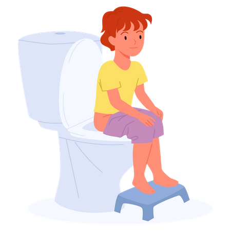 Kid Sitting On Toilet  Illustration