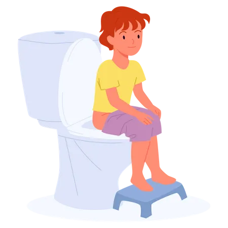 Kid Sitting On Toilet  イラスト