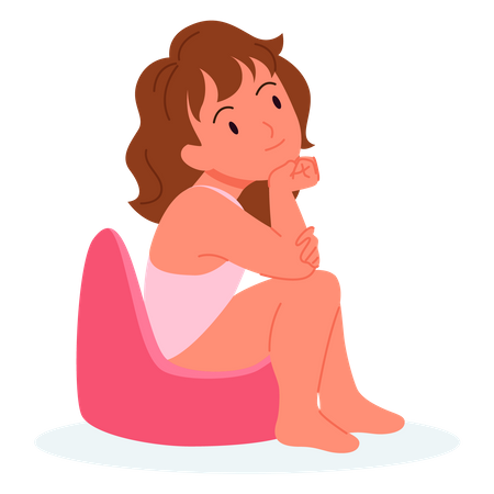 Kid Sitting On Toilet  Illustration