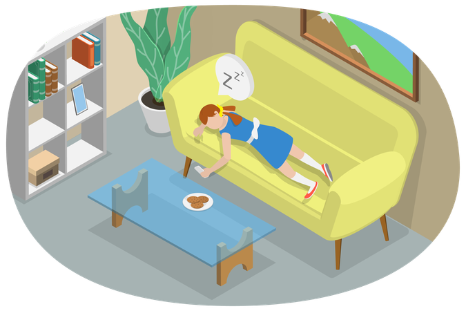 Kid Sleeping on sofa  Illustration