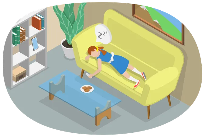 Kid Sleeping on sofa  Illustration