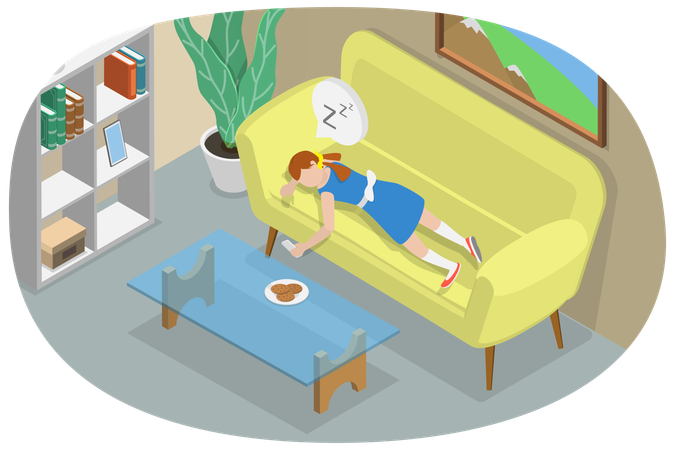Kid Sleeping on sofa  일러스트레이션