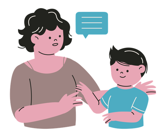 Kid Speak with Adult  Illustration