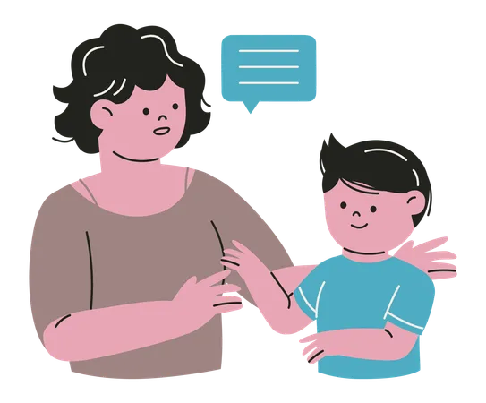 Kid Speak with Adult  Illustration