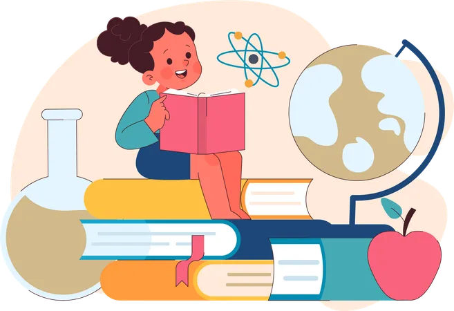 Kid studying chemistry  Illustration