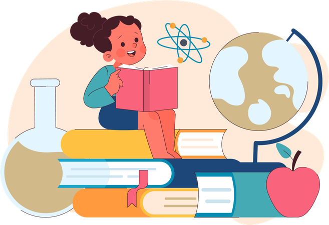 Kid studying chemistry  Illustration