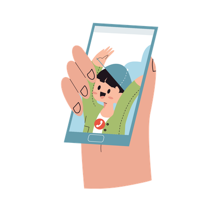 Kid talking by face time  Illustration