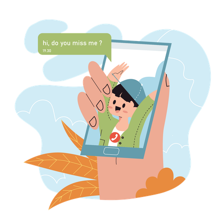Kid talking by face time  Illustration