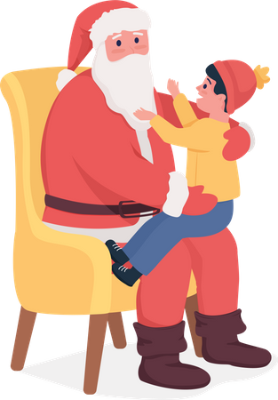 Kid talking to Santa Illustration