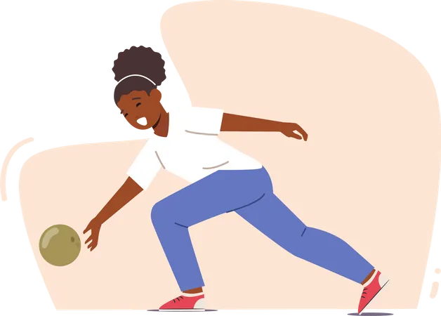 Kid throwing bowling ball  Illustration